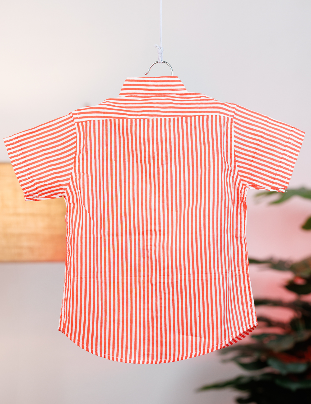 Elegant Red Cotton Shirt with Stripes