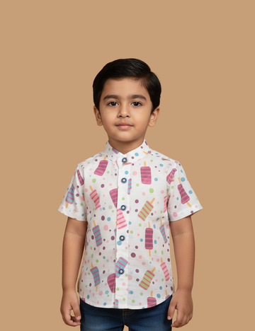 Playful Ice Cream Prints Cotton Shirt