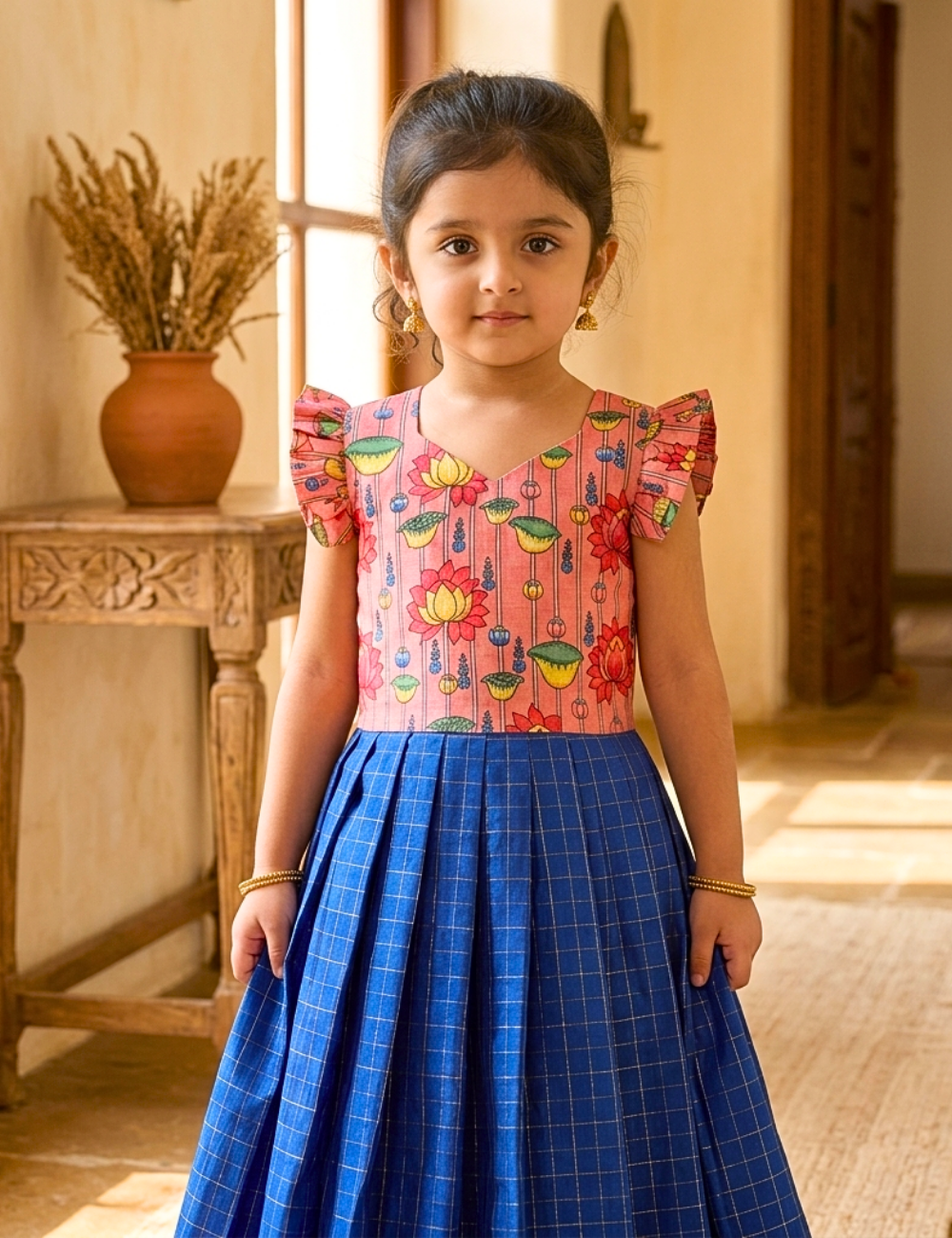 Royal Blue ethnic dress close-ups
