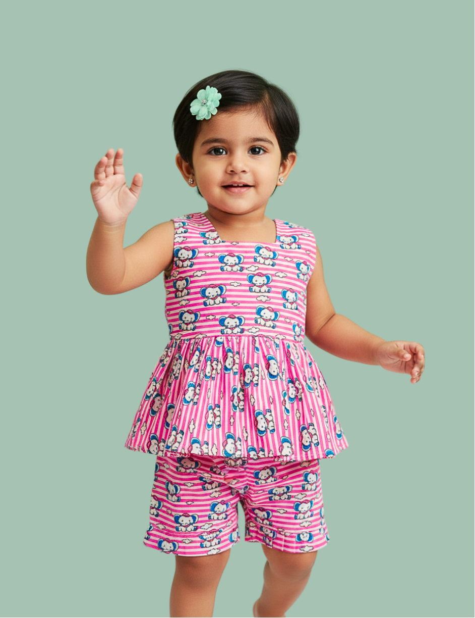 Cute Pink Baby Elephant Coords set