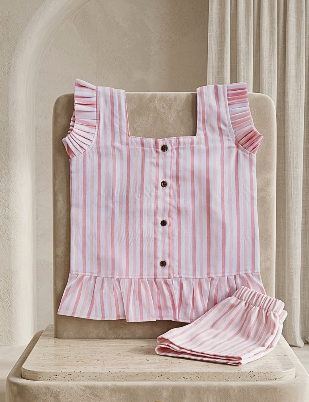 Soft Peach Stripe Co-ord Set