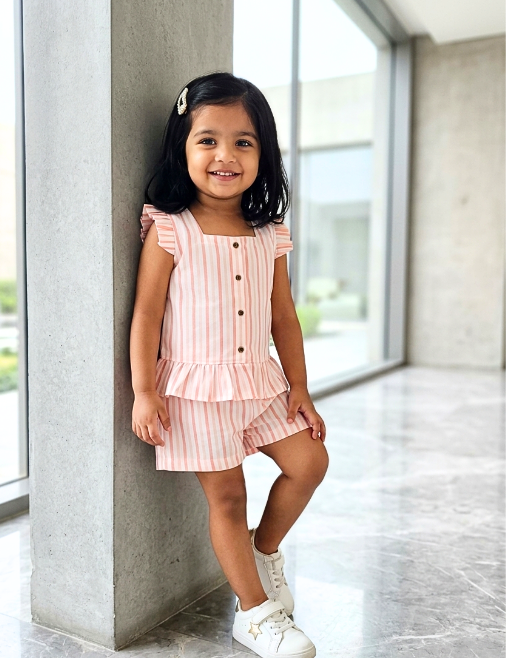 Soft Peach Stripe Co-ord Set