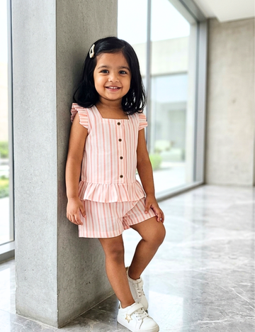 Soft Peach Stripe Co-ord Set
