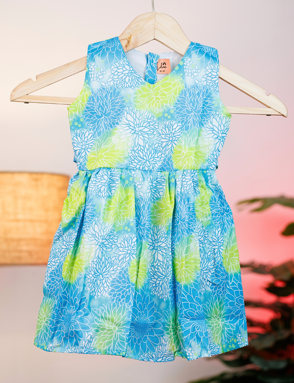 Comfy Blue Sleevless Cotton Girls Frock