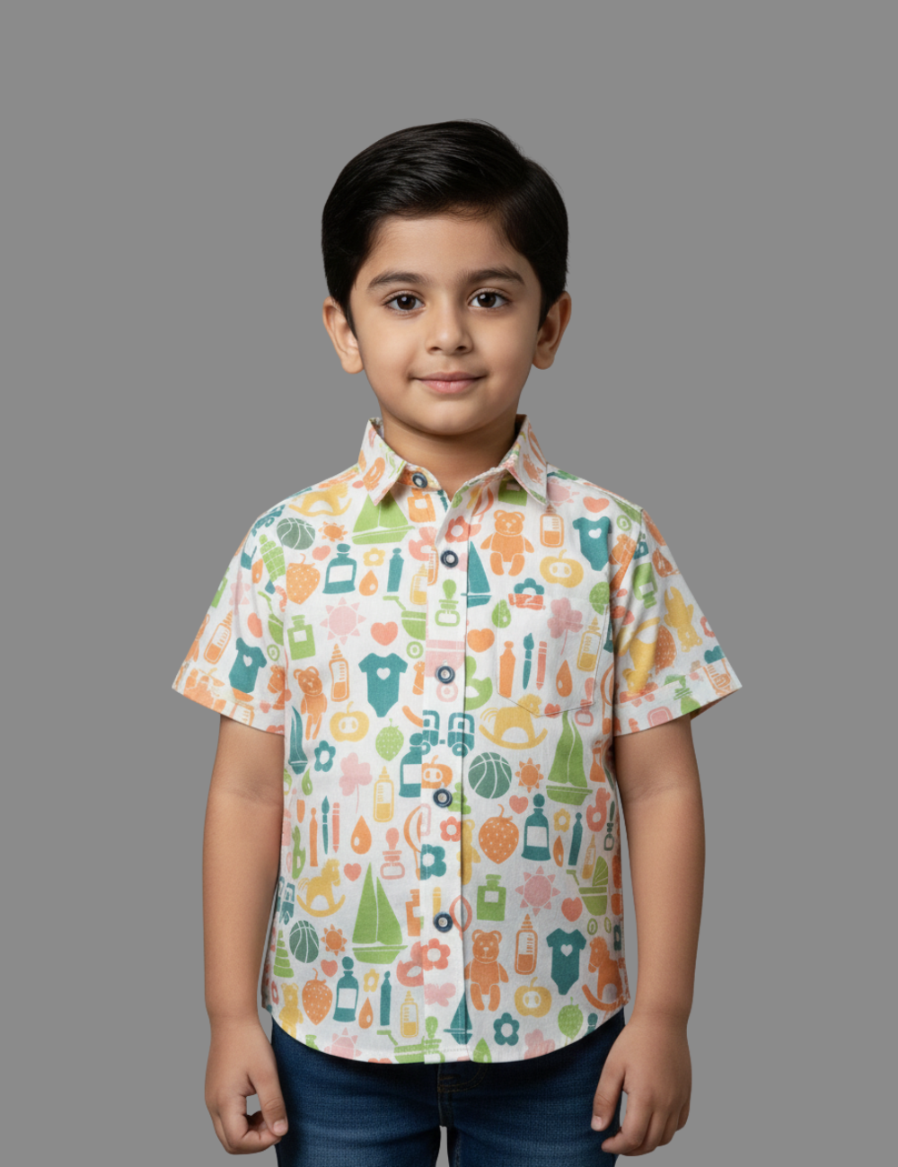 Cute Pastel Toys Half Sleeve Boys Shirt
