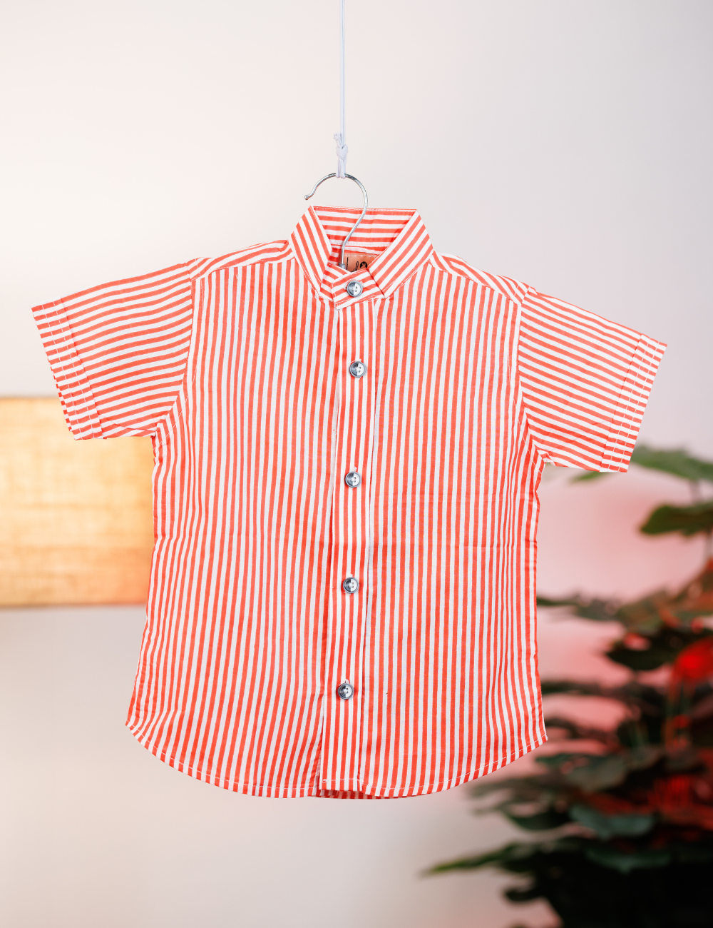 Elegant Red Cotton Shirt with Stripes