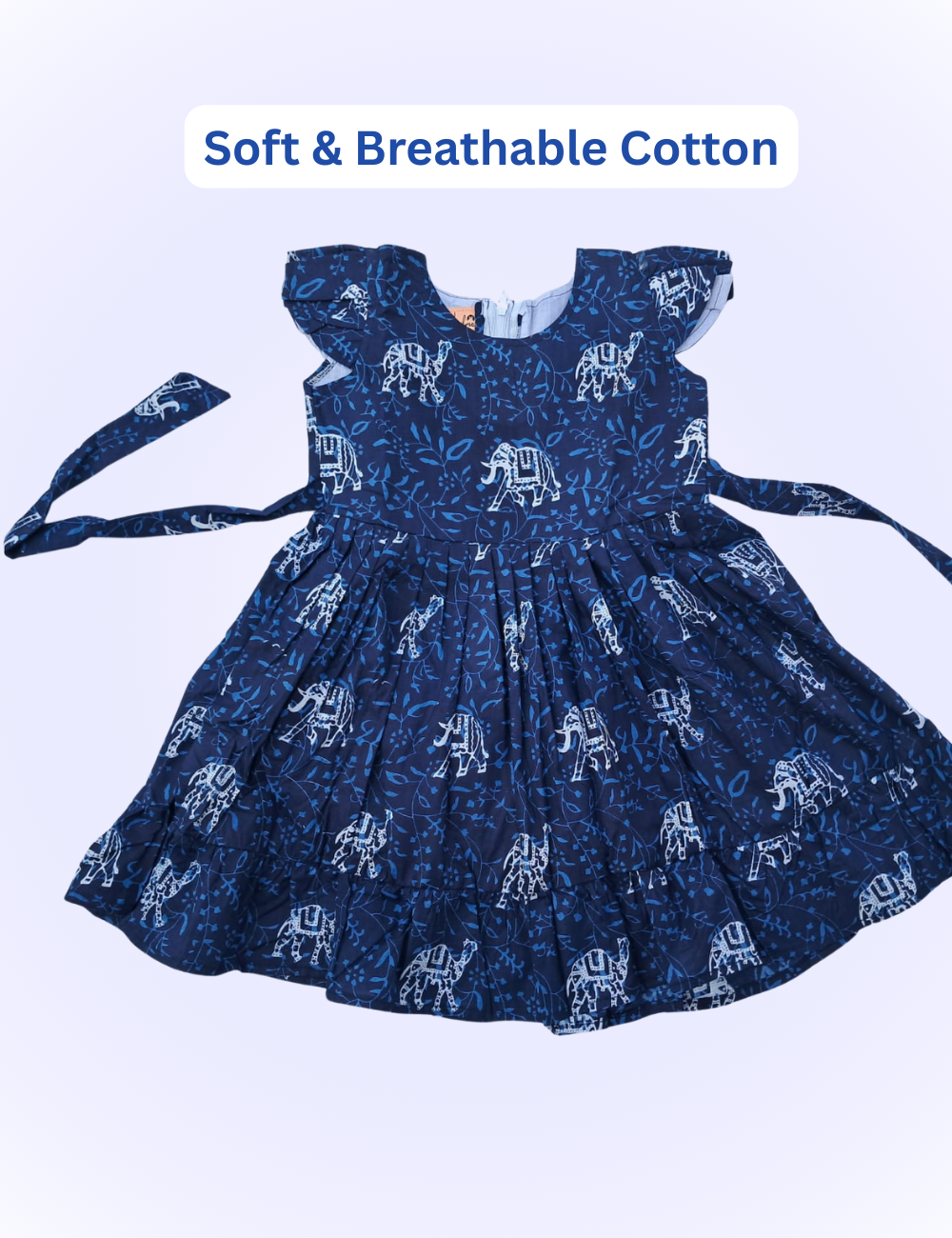 Elegant Indigo Girls Cotton Frock Dress