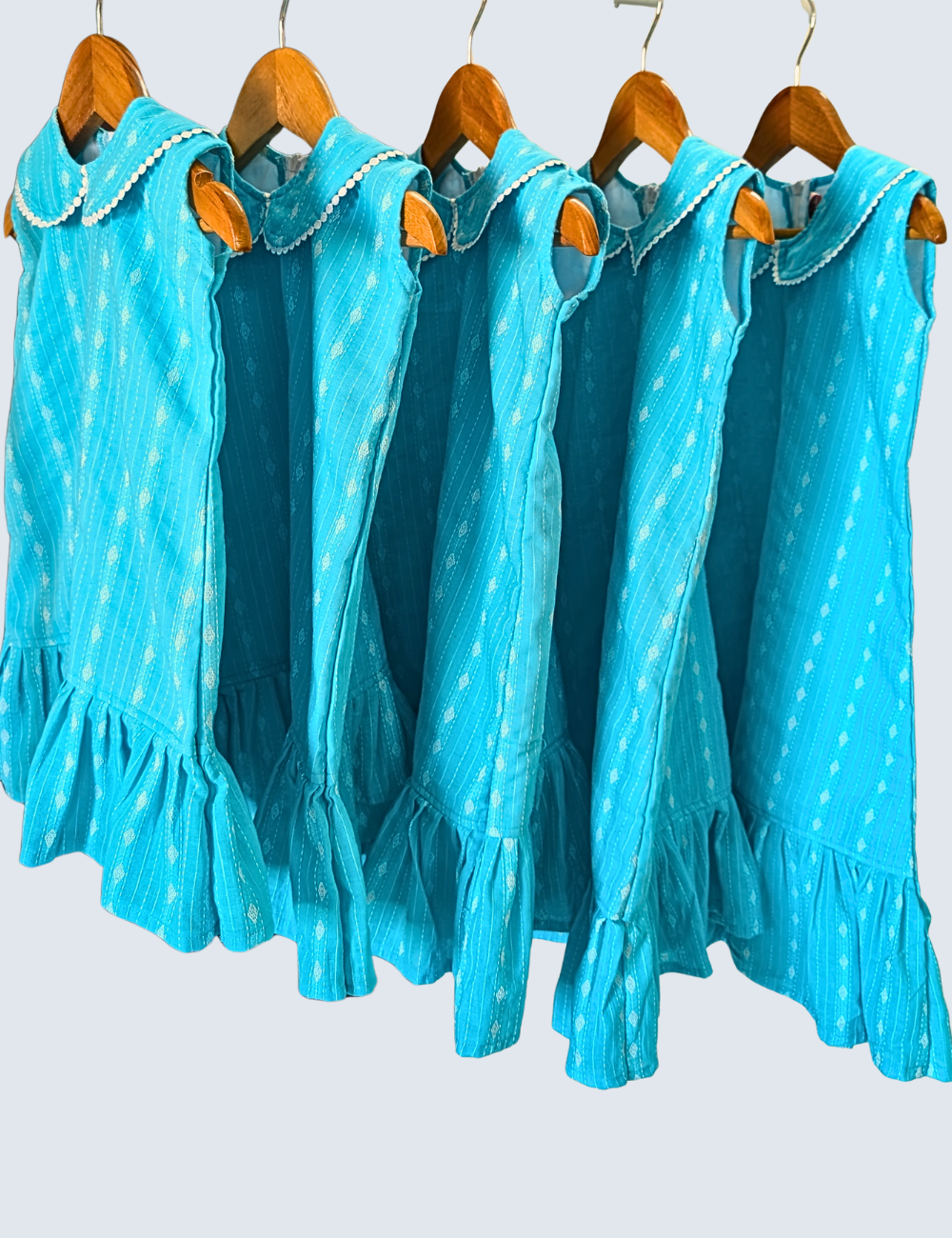 Blue Mist A-Line Cotton Frock for Girls
