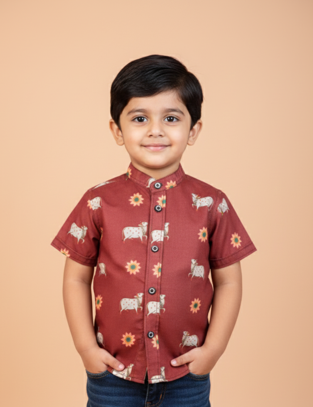 Maroon Charm Print Shirt