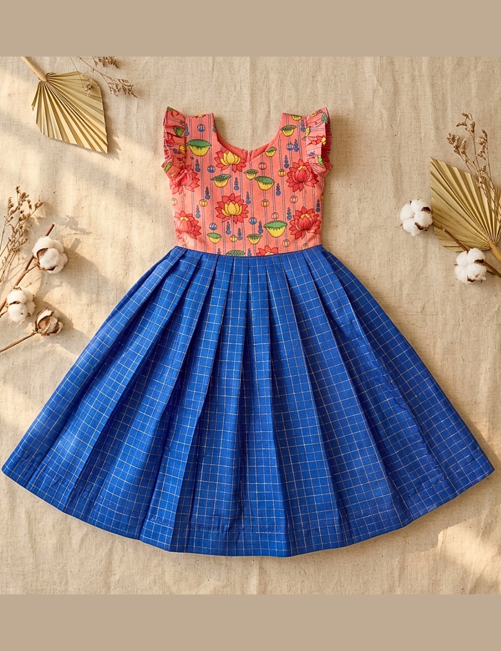 Royal Blue ethnic dress Flatlay