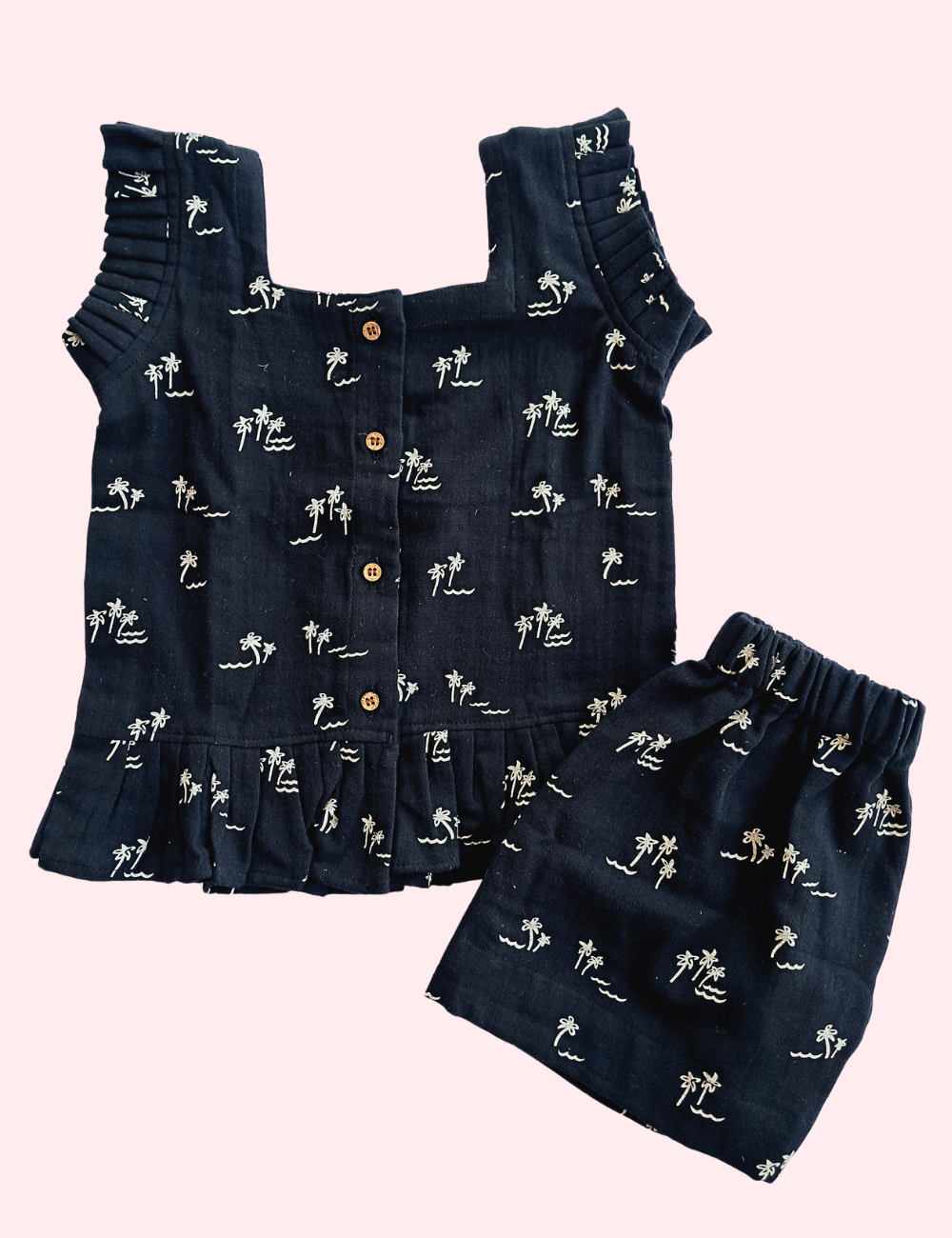 Black Plam Cotton Co-Ord Set