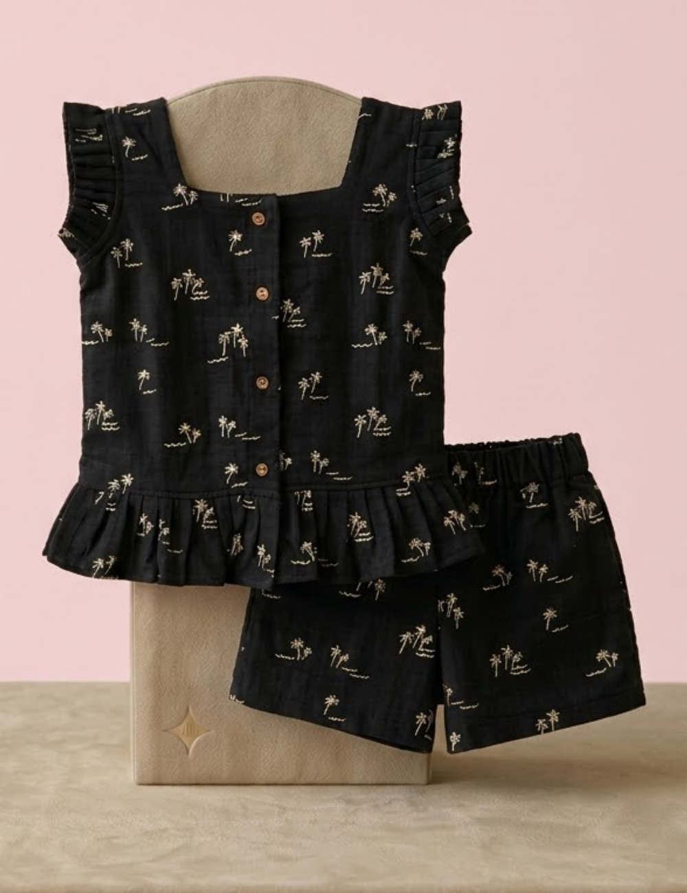 Black Plam Cotton Co-Ord Set