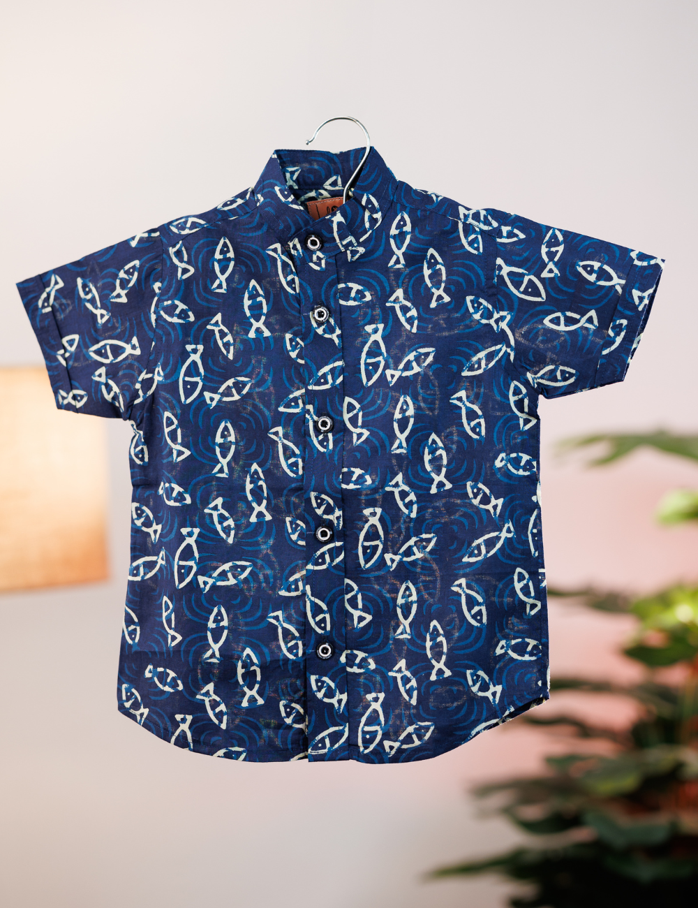 Soft Cotton Fish Print Blue Shirt