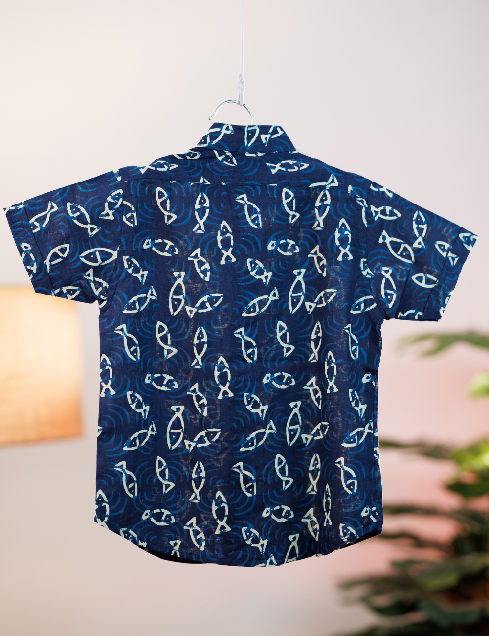Soft Cotton Fish Print Blue Shirt