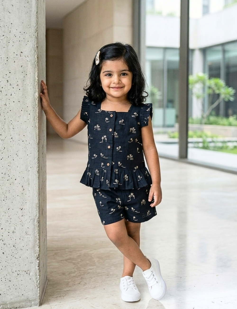 Black Plam Cotton Co-Ord Set