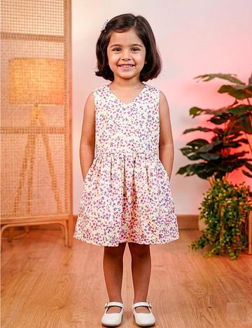 Cute Tiny Floral Cotton Frock for Girls