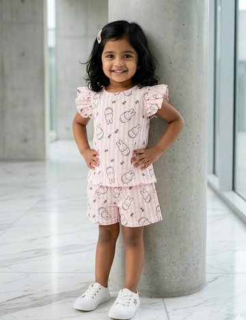 Soft Pink Bunny Cotton Co-ord Set