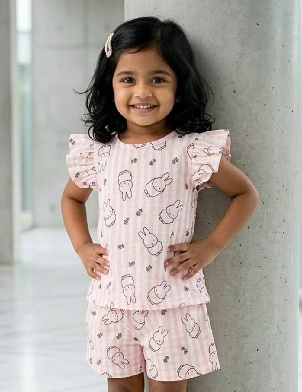 Soft Pink Bunny Cotton Co-ord Set
