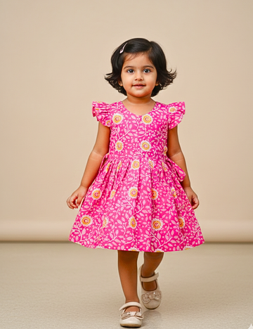 Pink Floral Cotton Frock