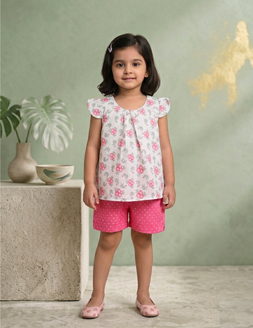Blossom Pink Cotton Co-ord Set for Stylish Girls