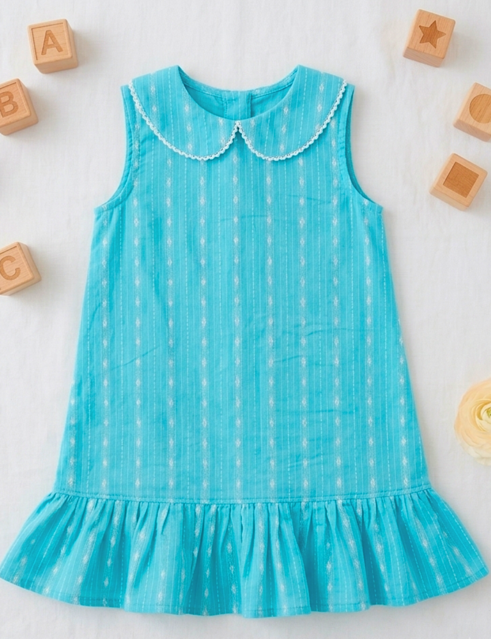 Blue Mist A-Line Cotton Frock for Girls