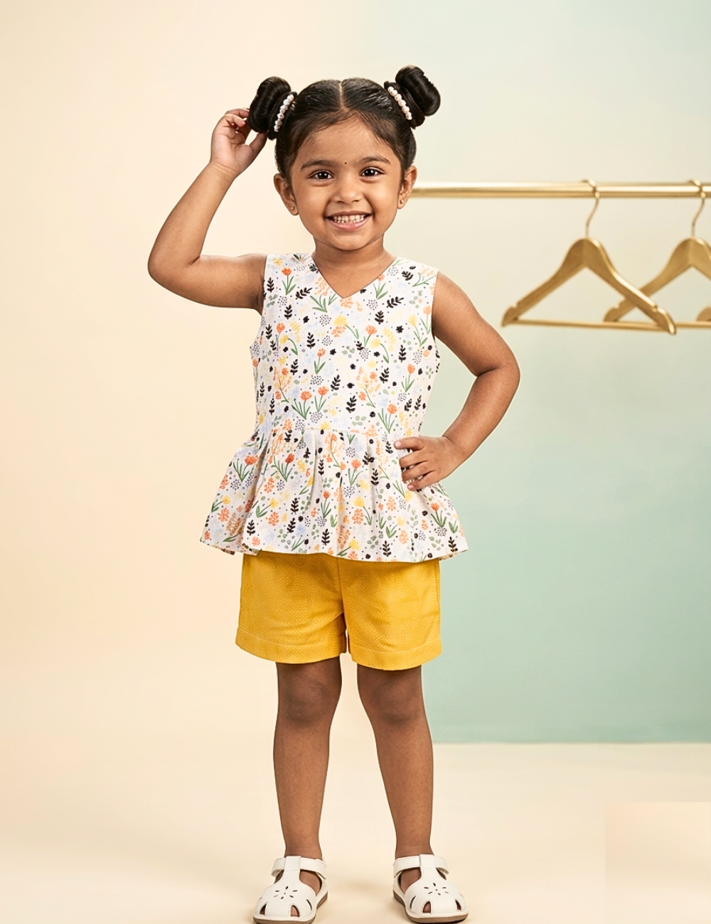 Trendy Floral Printed Cotton Set for Girls