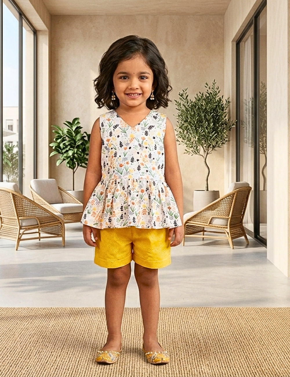 Trendy Floral Printed Cotton Set for Girls