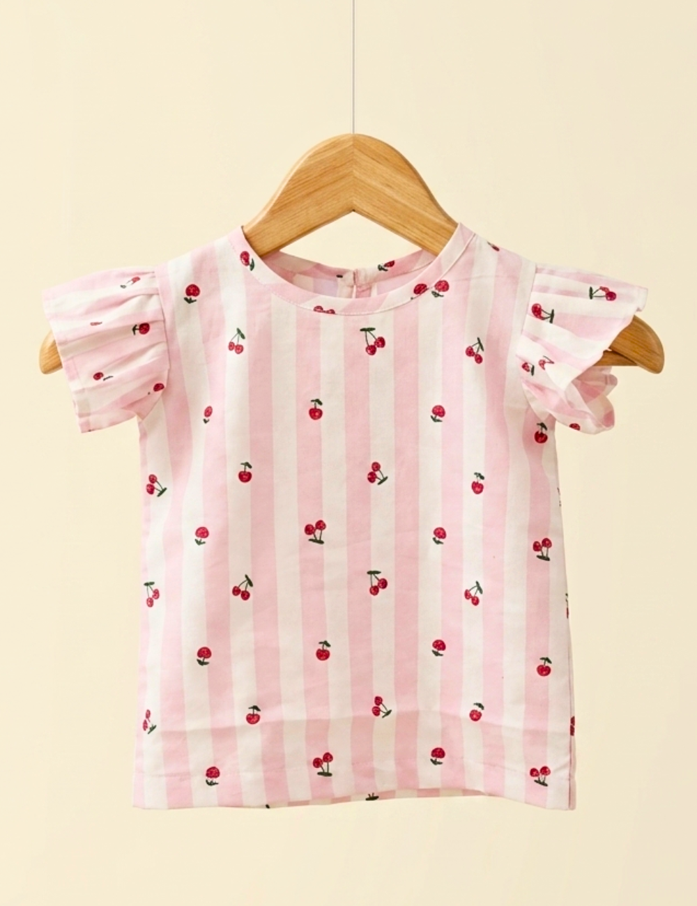 Pink Cherry Print Cotton Co-ord Set for Girls