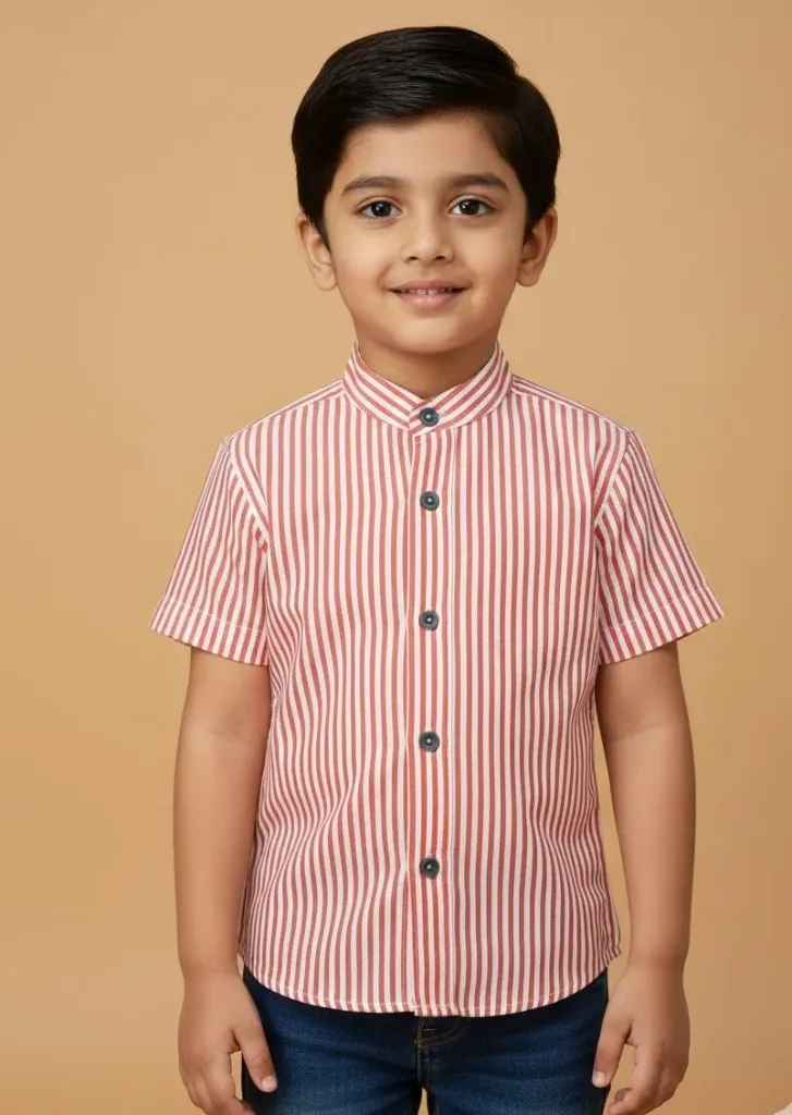 [SHS1250001A] Red Stripes Shirt (6-12M)